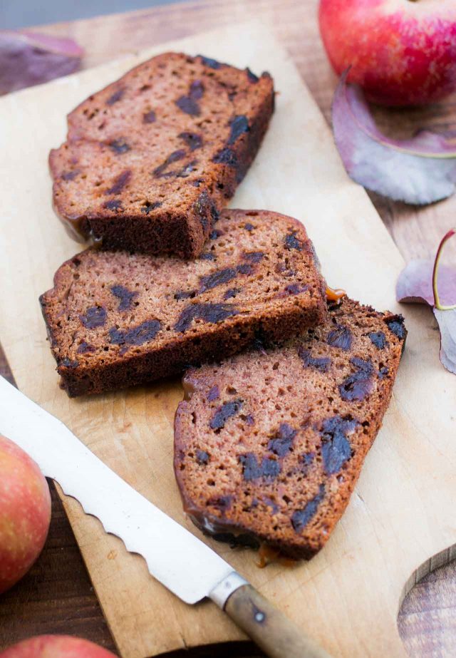 Apple Date Cake with salted butter caramel icing